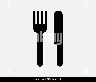 Icône fourche et couteau. Couverts cuisine ustensile dîner repas manger couverts. Signe blanc noir symbole Illustration graphique Clipart EPS Vector Illustration de Vecteur