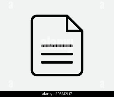 Icône document. Page de fichier formulaire Note Mémo Contrat papier texte feuille de texte en format Word panneau noir blanc symbole Illustration Illustration graphique Clipart EPS Vector Illustration de Vecteur