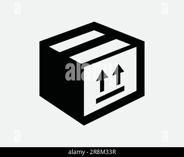 Boîte d'expédition avec icône de flèches. Emballage emballage expédition par messagerie. Signe blanc noir symbole Illustration graphique Clipart EPS Vector Illustration de Vecteur