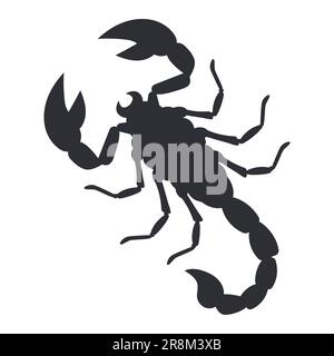 silhouette noire scorpion sur fond blanc. illustration vectorielle plate. Illustration de Vecteur