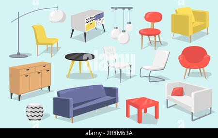 Ensemble d'éléments intérieurs pour la maison Illustration de Vecteur