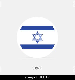 Icône drapeau rond Israël avec ombre. Illustration de Vecteur