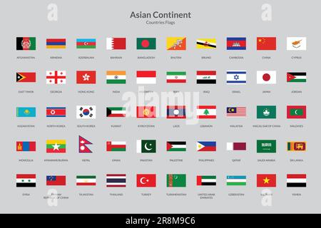 Icône drapeau rectangle continent asiatique Illustration de Vecteur