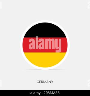 Drapeau rond allemand avec ombre. Illustration de Vecteur
