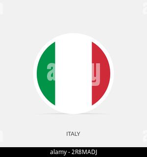 Drapeau rond italien avec ombre. Illustration de Vecteur