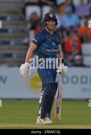 Northampton 21-juin 2023 : Harry est venu de Derbyshire Falcons pendant le match Blast de Vitality T20 entre Northamptonshire Steelbacks vs Derbyshire Falcons au terrain de comté de Northampton Angleterre . Banque D'Images