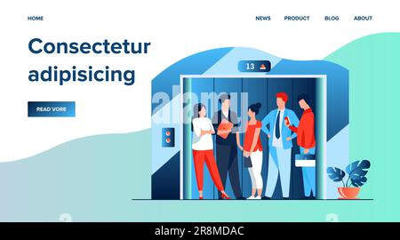 Employés utilisant un ascenseur de bâtiment de bureau Illustration de Vecteur