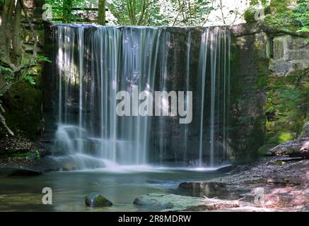 Cascade de Plas Power (moulin de Nant et cascade de Bersham), bois de Plas Power, Coedpoeth, pays de Galles Banque D'Images