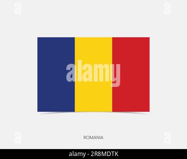 Roumanie drapeau rectangle avec ombre. Illustration de Vecteur