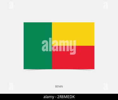 Icône drapeau rectangle Bénin avec ombre. Illustration de Vecteur