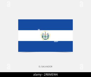 Icône drapeau rectangulaire El Salvador avec ombre. Illustration de Vecteur