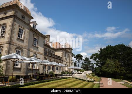 Vue arrière de l'hôtel Fowey Hall à Cornwall Banque D'Images
