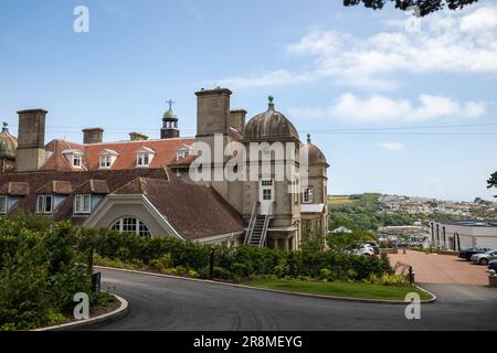 Vue arrière de l'hôtel Fowey Hall à Cornwall Banque D'Images