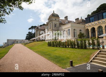 Vue arrière de l'hôtel Fowey Hall à Cornwall Banque D'Images