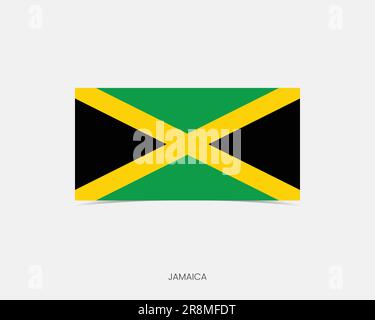 Drapeau jamaïcain rectangulaire avec ombre. Illustration de Vecteur