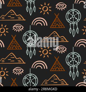 Motif Western sans couture. Imprimé cow-boy Wild West Illustration de Vecteur