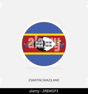 ESwatini Swaziland drapeau rond icône avec ombre. Illustration de Vecteur