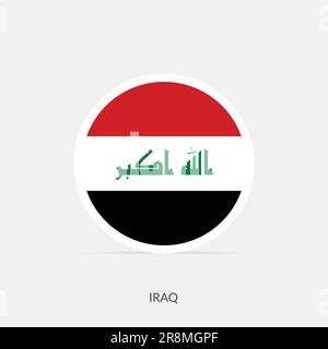 Drapeau rond d'Irak avec ombre. Illustration de Vecteur