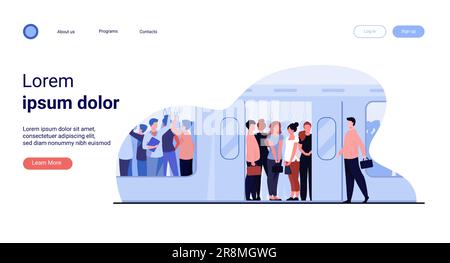 Une foule de navetteurs voyageant en métro Illustration de Vecteur