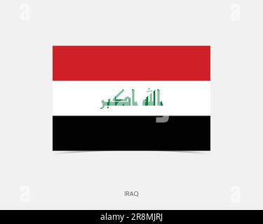 Drapeau d'Irak rectangulaire avec ombre. Illustration de Vecteur