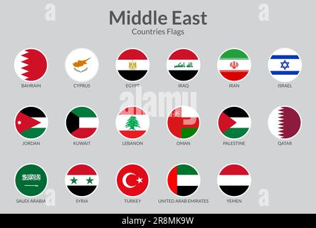 Collection d'icônes de drapeau des pays du Moyen-Orient Illustration de Vecteur