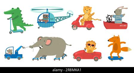 Ensemble de transport de jouets pour animaux mignons Illustration de Vecteur