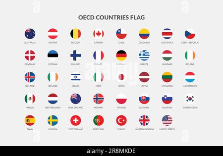 Collection d'icônes de drapeau des pays de l'OCDE Illustration de Vecteur