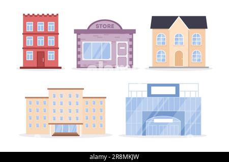 Ensemble des bâtiments de la ville Illustration de Vecteur