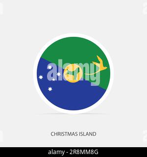 Icône drapeau rond de l'île Christmas avec ombre. Illustration de Vecteur