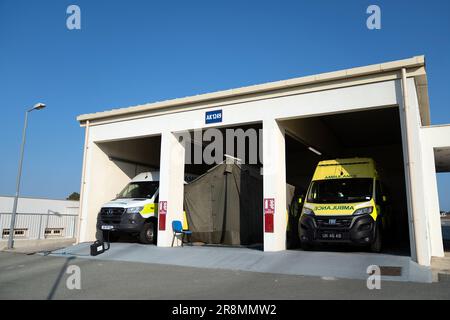 Vue générale de la station d'ambulance du centre médical de la RAF Akrotiri à Chypre, qui abrite plus de 1 500 militaires britanniques et environ 1 400 membres de leur famille. Date de la photo: Mercredi 21 juin 2023. Banque D'Images