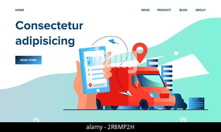 Client utilisant l'application mobile pour le suivi de la livraison de la commande Illustration de Vecteur