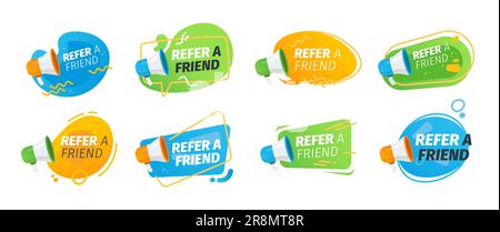 Recommandez une collection d'icônes plates à vos amis Illustration de Vecteur