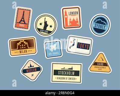 Ensemble de badges de voyage Illustration de Vecteur