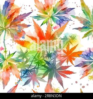 Motif de marijuana multicolore et sans couture. Illustration vectorielle Illustration de Vecteur