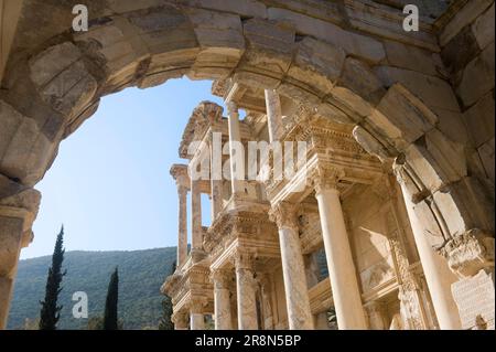 La bibliothèque de Celsus à Éphèse, Turquie, Banque D'Images