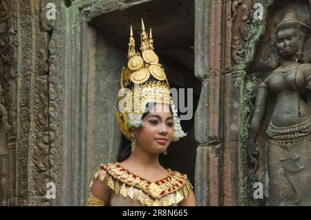 Danseuse APSARA, temple Ta Som, Angkor, Siem Reap, Cambodge Banque D'Images