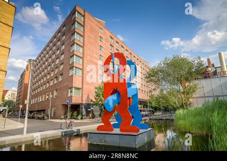 Boxers par Keith Haring, Hotel Grand Hyatt, Marlene-Dietrich-Platz, Tiergarten, Mitte, Berlin, Allemagne Banque D'Images