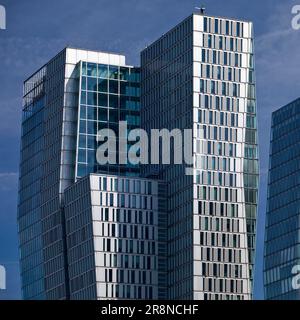 Tour de bureaux Nextower et JW Marriott Hotel, immeubles de grande hauteur, Palaisquartier, Francfort-sur-le-main, Hesse, Allemagne Banque D'Images