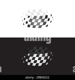 Différents drapeaux à carreaux en forme de cercle sont mis en place Illustration de Vecteur