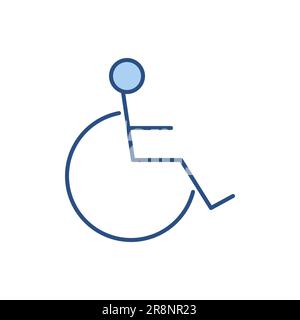 Icône de ligne vectorielle associée désactivée. Personne handicapée en fauteuil roulant icône linéaire. Service pour les personnes handicapées. Handicap. Isolé sur fond blanc Illustration de Vecteur