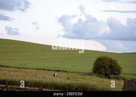 Avebury, Royaume-Uni. 20th juin 2023. Un druide à Avebury où les fêtards et les adorateurs se sont réunis pour célébrer le solstice d'été. Crédit : Kiki Streitbe Banque D'Images