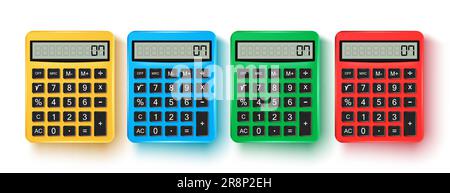 Conception de jeu de vecteurs d'éléments de calculatrice. Fournitures scolaires pour le calcul, les finances et le comptage des éléments de collecte. Illustration vectorielle Illustration de Vecteur