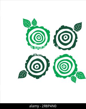 symboles de tronc d'arbre à anneaux de croissance vectoriels. tranche de tronc d'arbre. Illustration de Vecteur