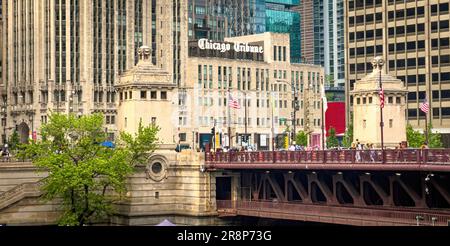 Chicago Tribune dans le centre-ville - CHICAGO, ÉTATS-UNIS - 05 JUIN 2023 Banque D'Images