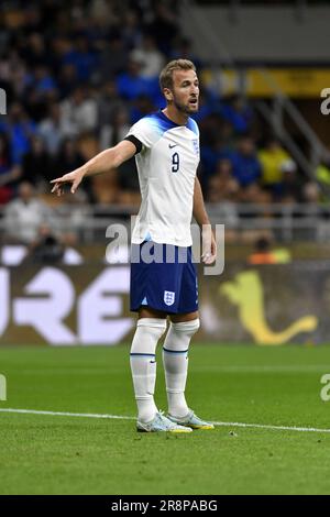 Le capitaine de l'Angleterre Harry Kane lors du match de football de l'UEFA Nations League Italie vs Angleterre, à Milan le 23 septembre 2022 Banque D'Images