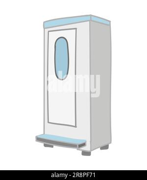 Toilettes portatives grises avec porte blanche sur fond blanc. Illustration vectorielle de style simple dessiné à la main Illustration de Vecteur