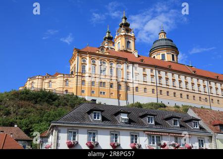 Abbaye de Melk en Autriche. Monastère bénédictin baroque. En langue allemande Stift Melk. Banque D'Images