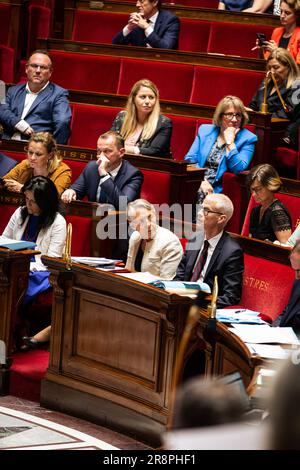 Le Premier ministre français Élisabeth a été vu à l'Assemblée nationale. Séance de questions pour le gouvernement d'Elisabeth porté à l'Assemblée nationale, au Palais Bourbon à Paris. Banque D'Images