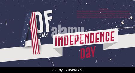 USA Independence Day 4th de juillet avec texte drapeau concept de l'affiche. Illustration vectorielle. Illustration de Vecteur