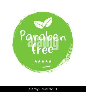 Icône d'étiquette libre de paraben. Symbole naturel chimique pas de tampon de paraben gmo pour cosmétique, bio éco-icône Illustration de Vecteur